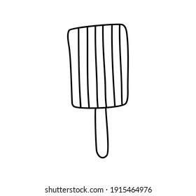 Vector de icono de helado. Símbolo de línea dulce aislado. Diseño de señalización de diseño de contorno plano. Pictograma gráfico de helado lineal delgado para sitio web, aplicación móvil. Ilustración del logotipo.