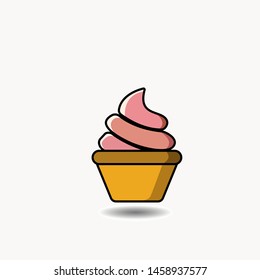 ice cream icon vector, ice cream on cup illustration, ice cream on white background.