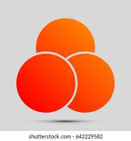 ice cream icon. Vector. Orange, red-yellow icon with shadow on gray background.