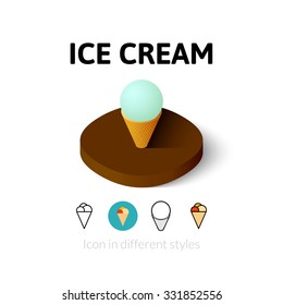 Ice cream icon, vector symbol in flat, outline and isometric style