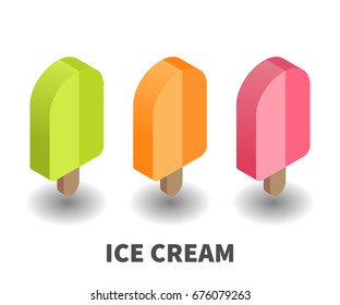 Ice Cream icon, vector symbol in isometric 3D style isolated on white background.