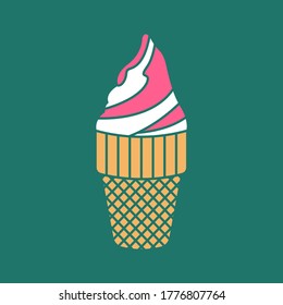 ice cream icon. Ice cream in a waffle cup on the blank background. vector illustration