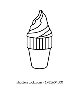 ice cream icon. Ice cream in a waffle cup on the blank background. vector illustration
