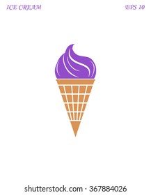 Ice cream icon with waffle on white background vector illustration 