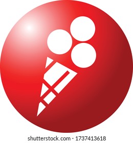 Ice cream icon web symbol for web computer and mobile with shining red round