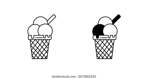 ice cream icon with white background vector stock illustration