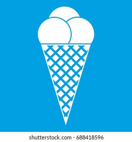 Ice Cream icon white isolated on blue background vector illustration