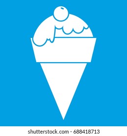 Ice Cream icon white isolated on blue background vector illustration