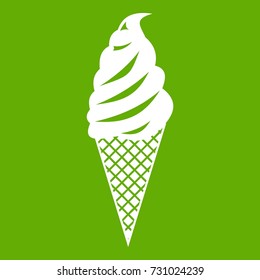 Ice Cream icon white isolated on green background. Vector illustration