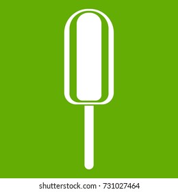 Ice Cream icon white isolated on green background. Vector illustration