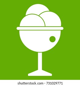 Ice Cream icon white isolated on green background. Vector illustration