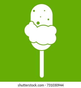 Ice Cream icon white isolated on green background. Vector illustration