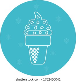 ice cream icon. white lines with blue background