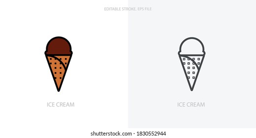 Ice cream icon for your website, logo, app, UI, product print. Ice cream concept flat Silhouette vector illustration icon. Editable stroke icons set