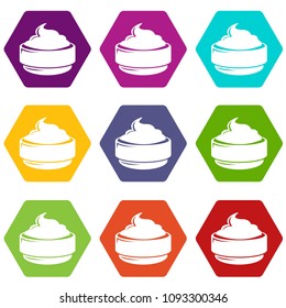 Ice cream icons 9 set coloful isolated on white for web