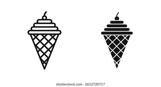 Ice cream icons in black fill and line style