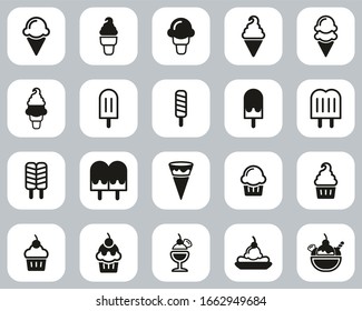 Ice Cream Icons Black & White Flat Design Set Big