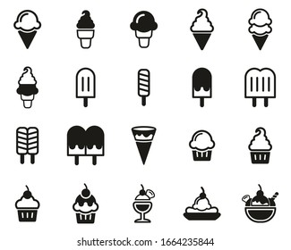 Ice Cream Icons Black & White Set Big