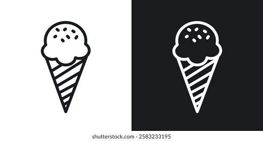 Ice cream icons in black and white liner strokes for web design.