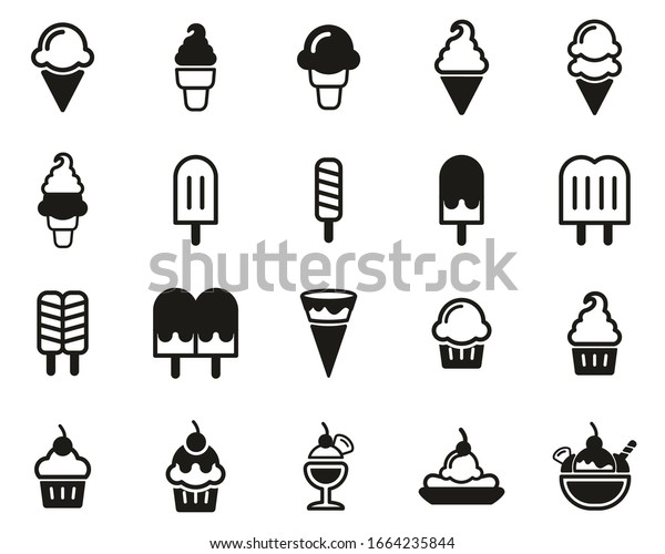 Ice Cream Icons Black White Set Stock Vector (Royalty Free) 1664235844 ...