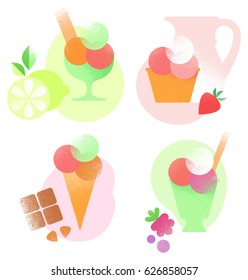 Ice cream icons collection. Flat style vector Illustration.