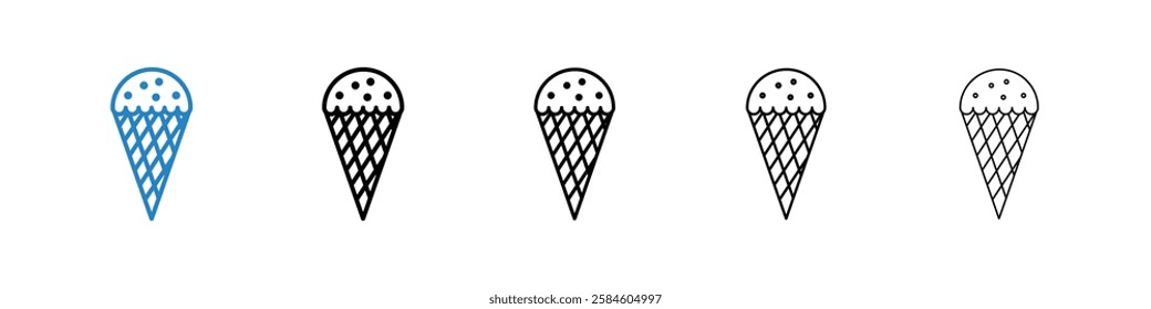 Ice cream icons in five different stroke sizes