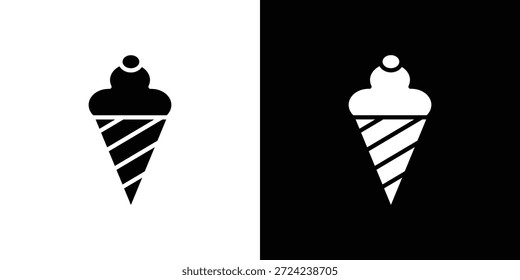 Iconos de helado concepto de Vector plano. Ilustraciones en blanco y negro