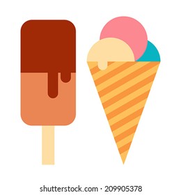 Ice cream icons isolated on white background