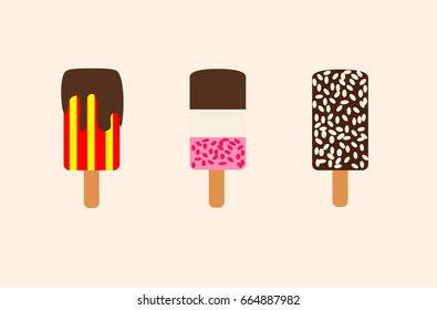 Ice cream icons isolated vector flat design