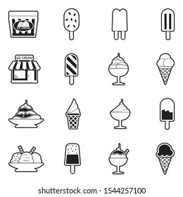 Ice Cream Icons. Line With Fill Design. Vector Illustration.