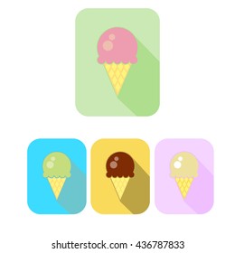 Ice cream icons with long shadow