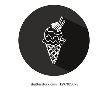 ice cream icons with long shadows, ice cream icons with modern line art styles, cute ice cream illustrations, ice cream icons