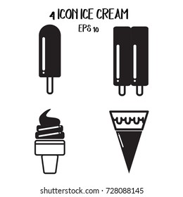 ice cream icons, mono vector symbols