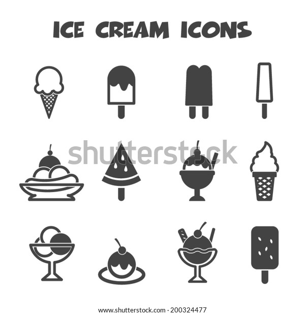 ice cream icons, mono
vector symbols