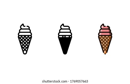 Ice Cream Icons. With outline, glyph, and filled outline style