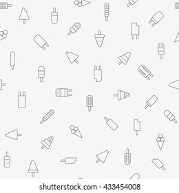 Ice Cream icons seamless pattern. Vector fun texture with different Ice Creams illustration. Ice Cream background in flat design style.