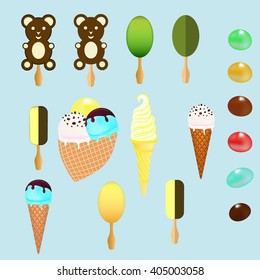 Ice cream icons set. 