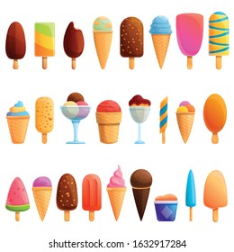 Ice cream icons set. Cartoon set of ice cream vector icons for web design