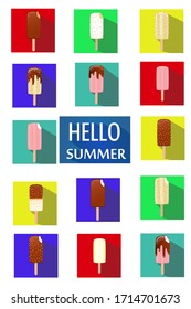  Ice cream icons set. Cartoon design, realistic. Set ice cream icons on a white background. Vector illustration.