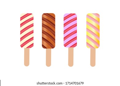  Ice cream icons set. Cartoon design, realistic. Set ice cream icons on a white background. Vector illustration.