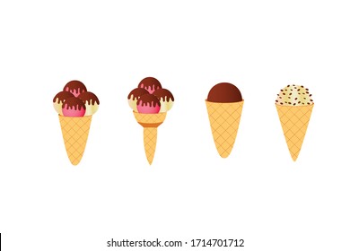  Ice cream icons set. Cartoon design, realistic. Set ice cream icons on a white background. Vector illustration.