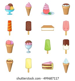 Ice cream icons set. Cartoon illustration of 16 ice cream vector icons for web