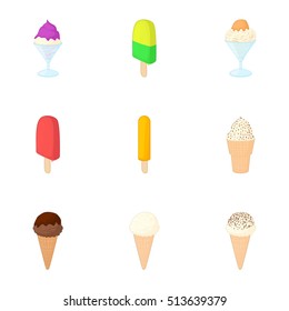 Ice cream icons set. Cartoon illustration of 9 ice cream vector icons for web