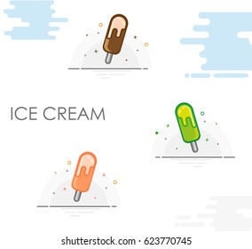 Ice cream icons.
Set of colorful icons.