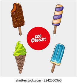 ice cream icons' set flat design