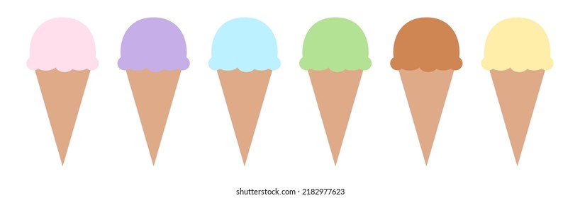 Ice cream icons set. Ice-cream cone collection. Popsicle vector illustration isolated on white background.