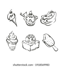 Ice cream icons set isolated on white background
