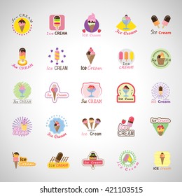 Ice Cream Icons Set - Isolated On Gray Background - Vector Illustration, Graphic Design. For Web, Website, App  