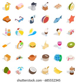 Ice cream icons set. Isometric style of 36 ice cream vector icons for web isolated on white background