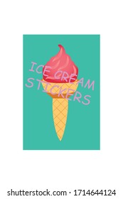 Ice cream icons set on a white background. Cartoon design, realistic